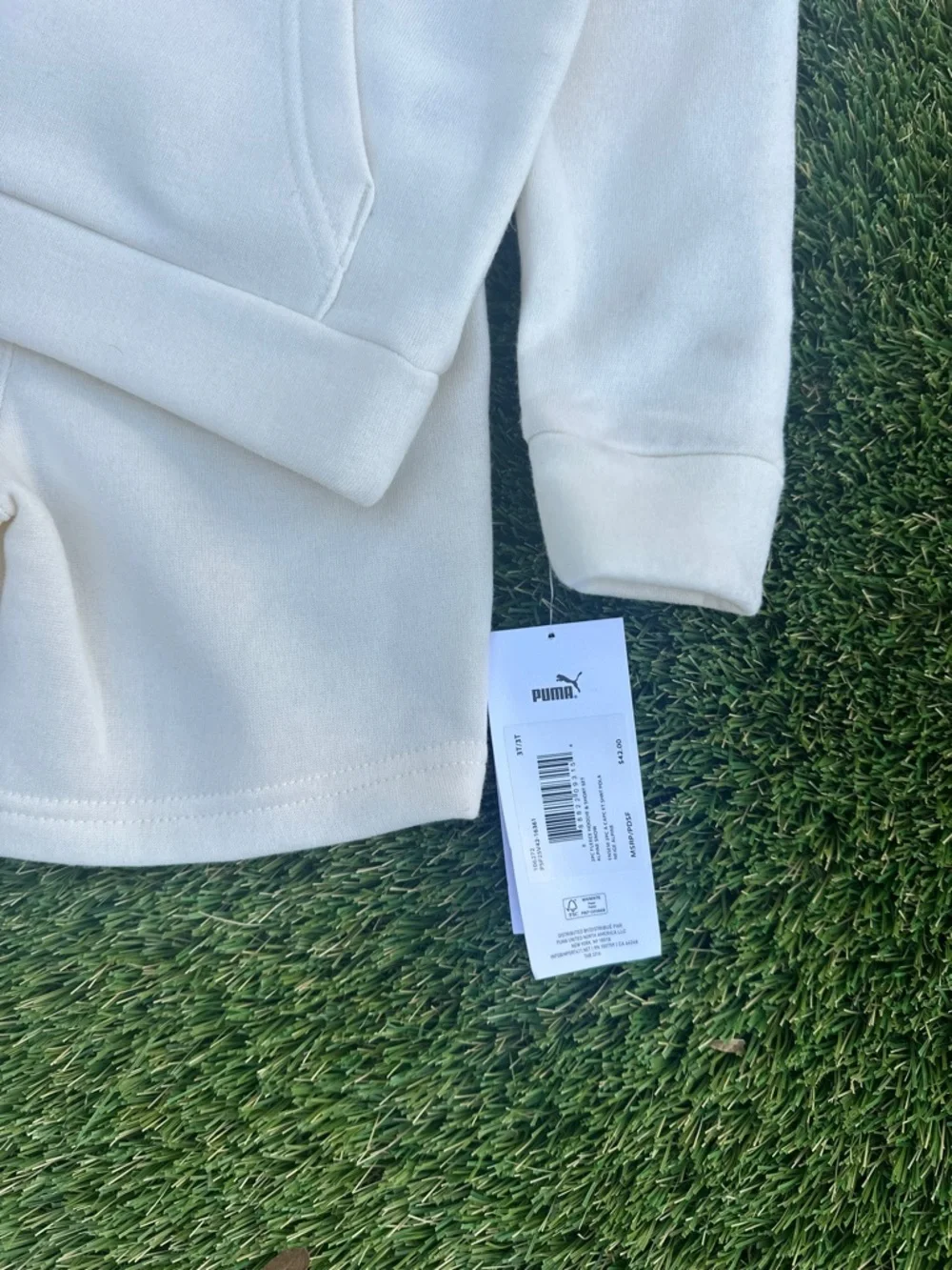Puma Cream Kids Hoodie & Shorts Matching Set - Picture 4 of 4